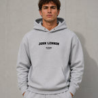 john-lennon name-print hoodie - grey