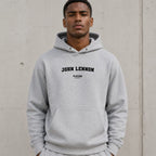 john-lennon name-print hoodie - grey