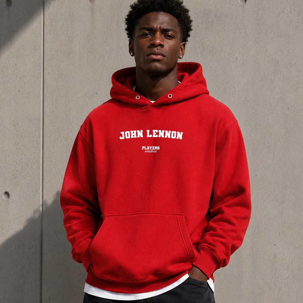 john-lennon name-print hoodie - red