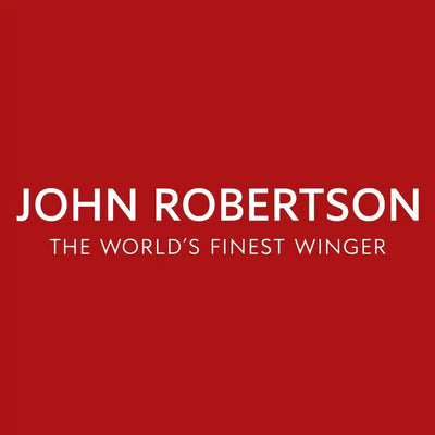 John Robertson Logo Men's T-Shirt – red close-up detail shot of the John Robertson Players Couture logo design