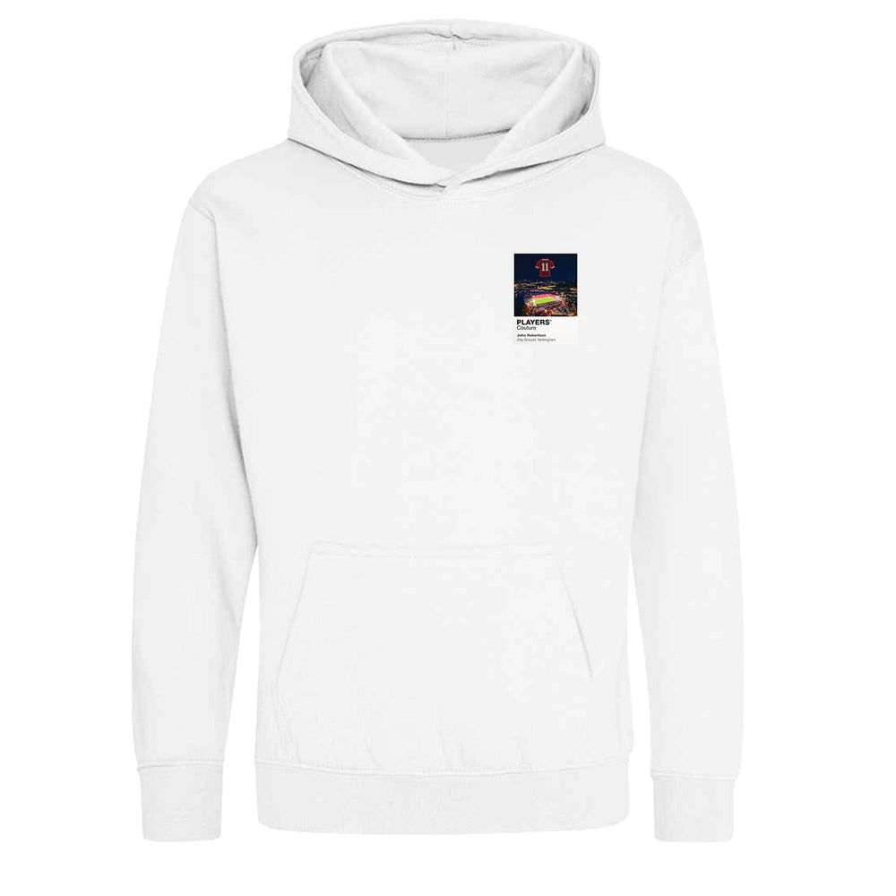 John Robertson Nottingham Forest Icons in Lights Frame Kids Hoodie in White