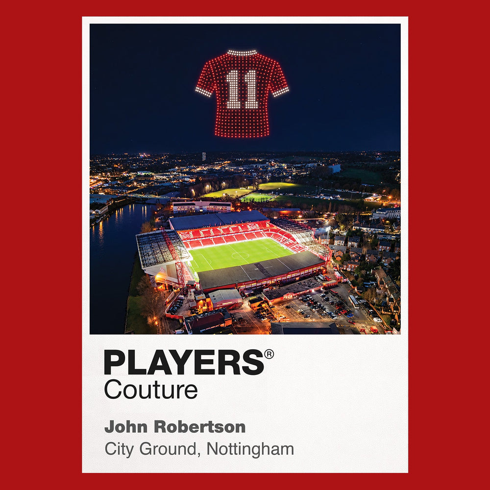 John Robertson Nottingham Forest number 11 Icons in Lights Frame artwork in red
