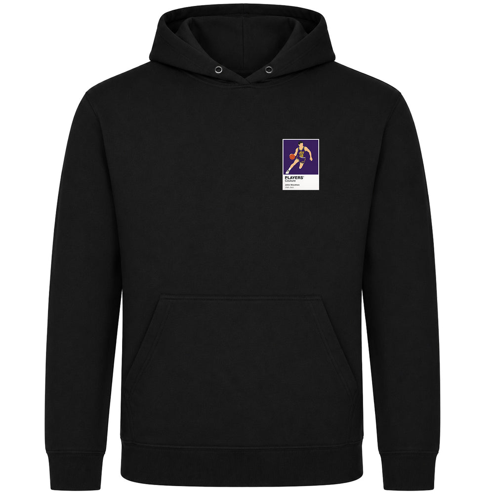 John Stockton Jazz Basketball Icon Frame Men's Hoodie - Black
