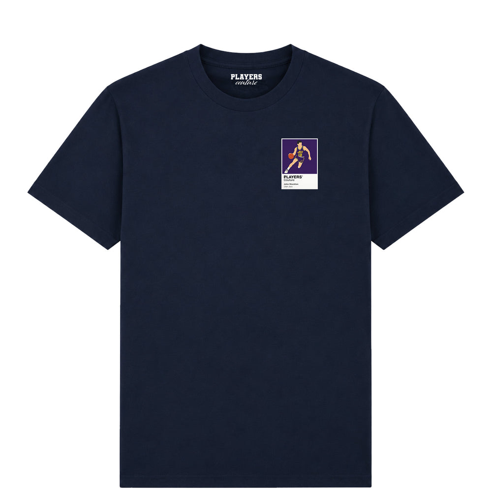 John Stockton Jazz Basketball Icon Frame Men's T-Shirt - Navy