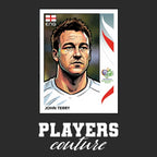 John Terry World Cup Sticker Men's T-Shirt – black close-up detail shot of the John Terry World Cup Players Couture logo