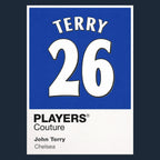John Terry 26 Football Shirt Frame Men's Hoodie – navy close-up detail shot of the John Terry Players Couture logo design