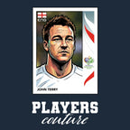 John Terry World Cup Sticker Men's T-Shirt – navy close-up detail shot of the John Terry World Cup Players Couture logo