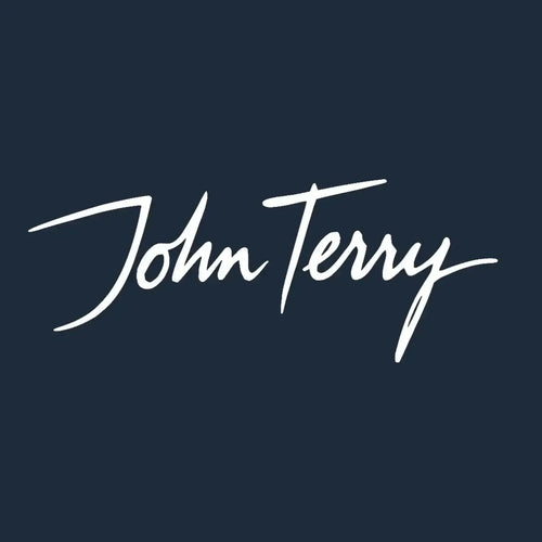 John Terry Script Logo Men's Hoodie – navy close-up detail shot of the John Terry Players Couture logo design