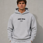 john-wick name-print hoodie - grey