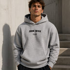 john-wick name-print hoodie - grey