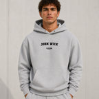 john-wick name-print hoodie - grey