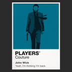 John Wick John Wick in black suit holding a pistol within the gold-lit architecture of the Continental Icon Frame artwork in black