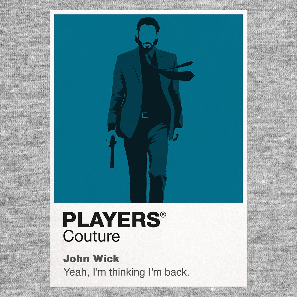 John Wick John Wick in black suit holding a pistol within the gold-lit architecture of the Continental Icon Frame artwork in grey