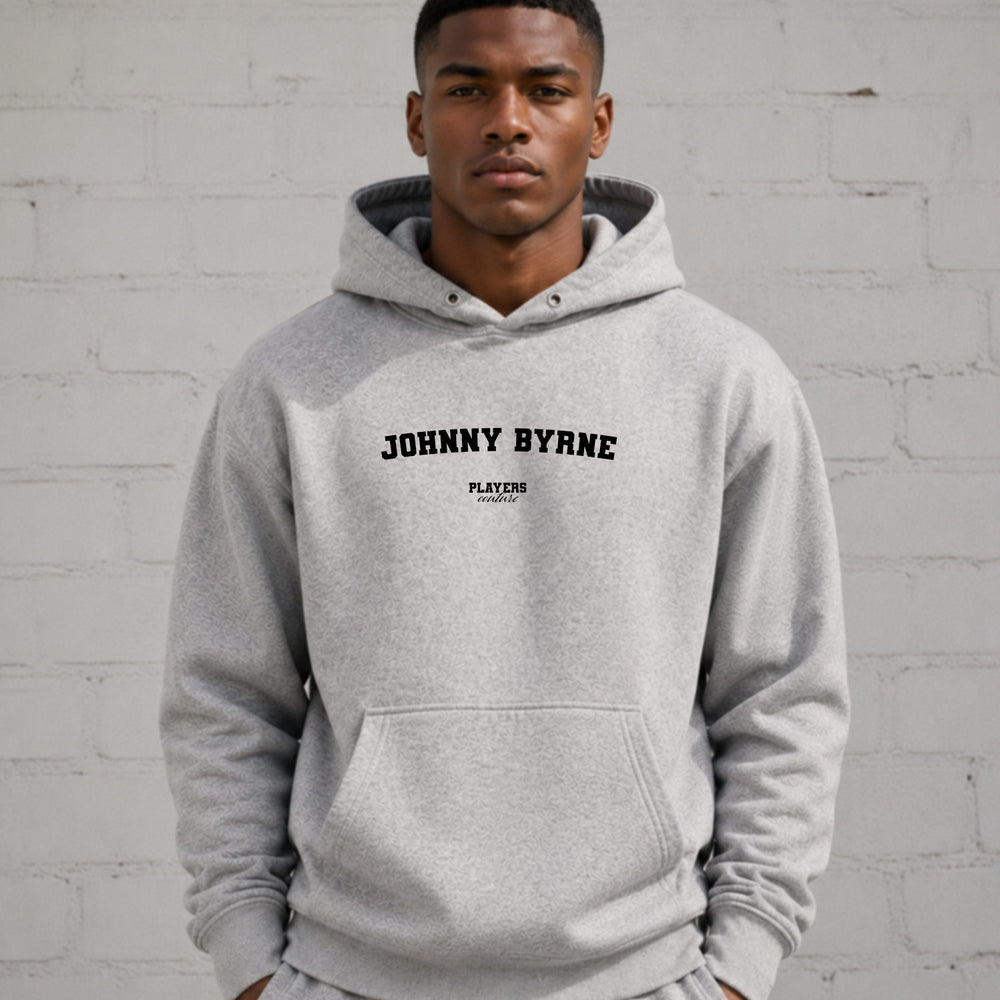 johnny-byrne name-print hoodie - grey