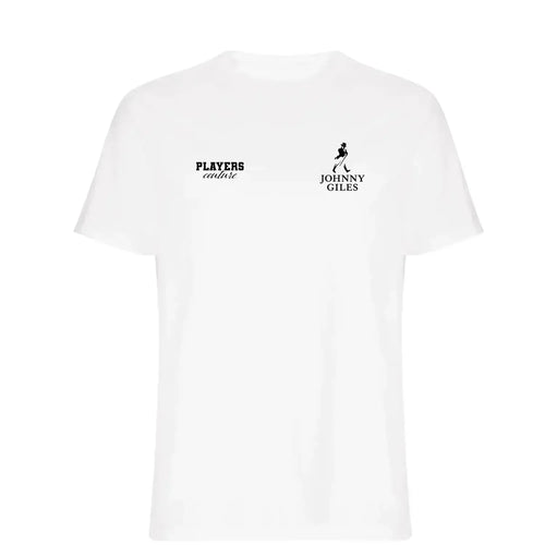 Johnny Giles t-shirt – white men's t-shirt featuring the Johnny Giles Players Couture logo