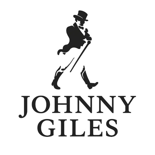 Johnny Giles Logo Men's T-Shirt – white close-up detail shot of the Johnny Giles Players Couture logo design