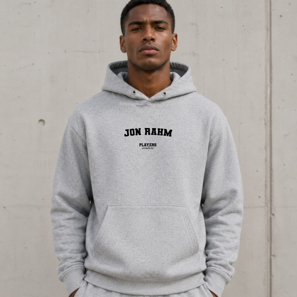 jon-rahm name-print hoodie - grey