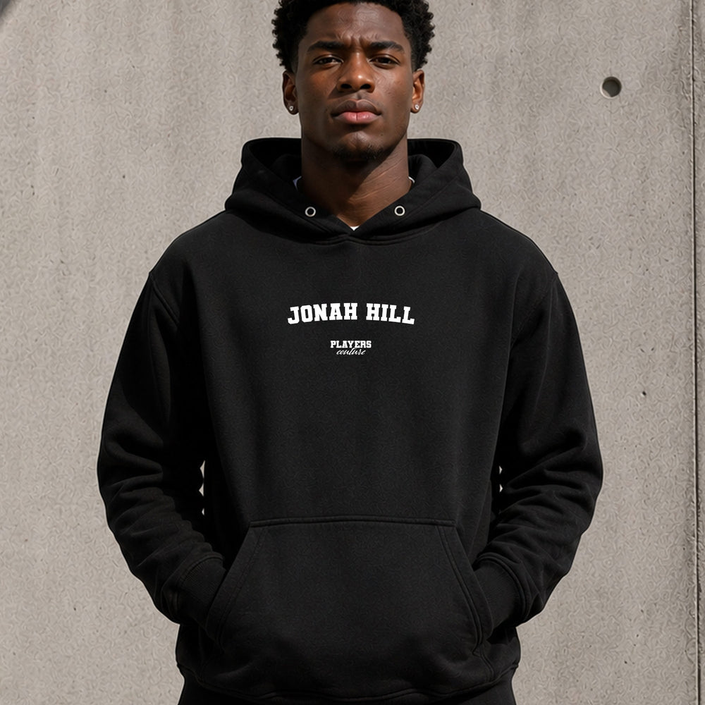 jonah-hill name-print hoodie - black