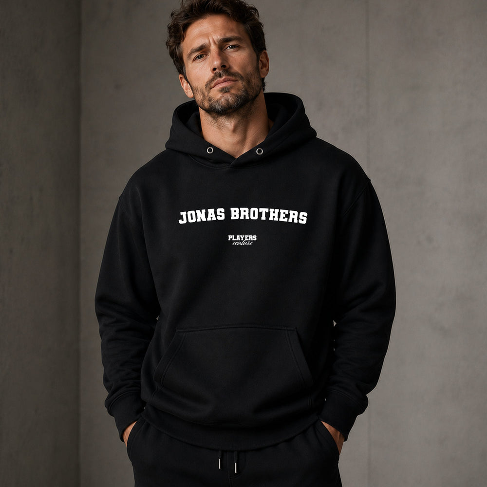 jonas-brothers name-print hoodie - black