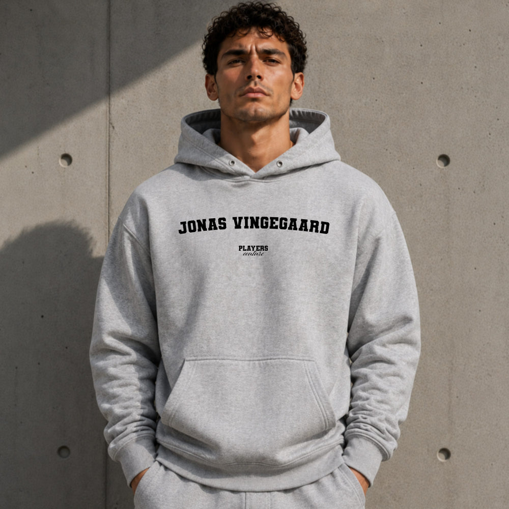jonas-vingegaard name-print hoodie - grey
