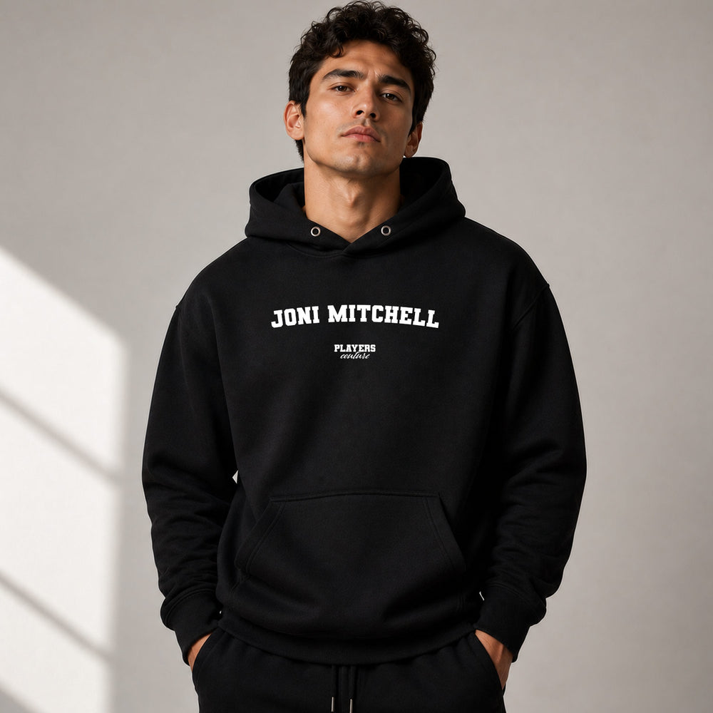 joni-mitchell name-print hoodie - black