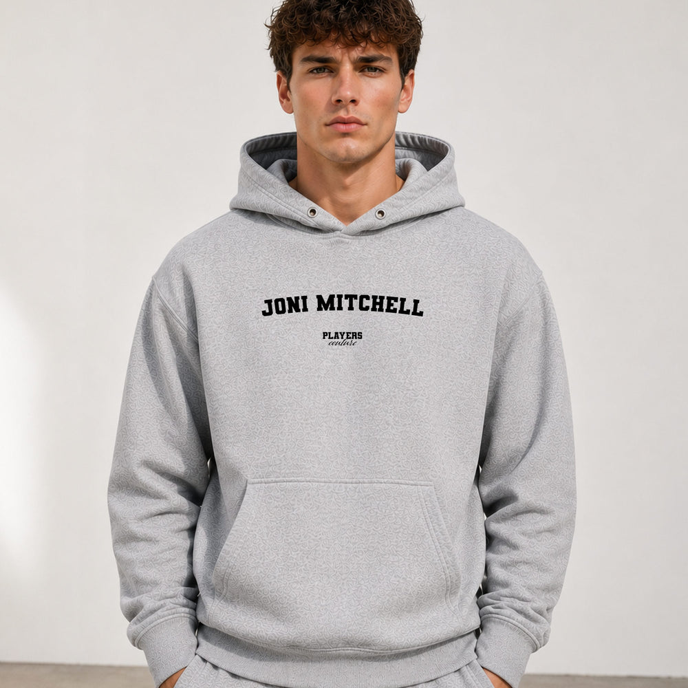 joni-mitchell name-print hoodie - grey