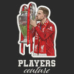Jordan Henderson Badge Men's Hoodie – black close-up detail shot of the Jordan Henderson Players Couture logo design