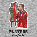 Jordan Henderson Badge Men's Hoodie – grey close-up detail shot of the Jordan Henderson Players Couture logo design