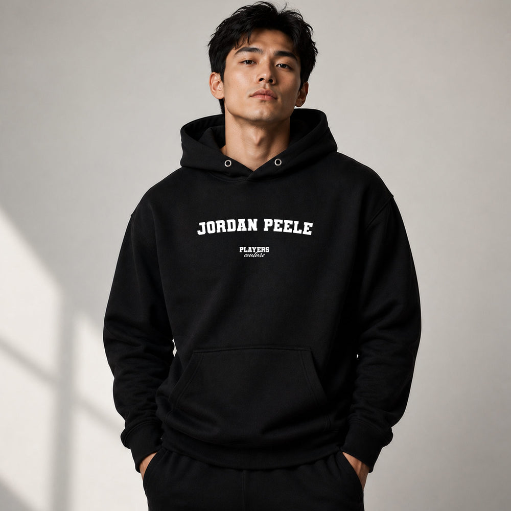jordan-peele name-print hoodie - black