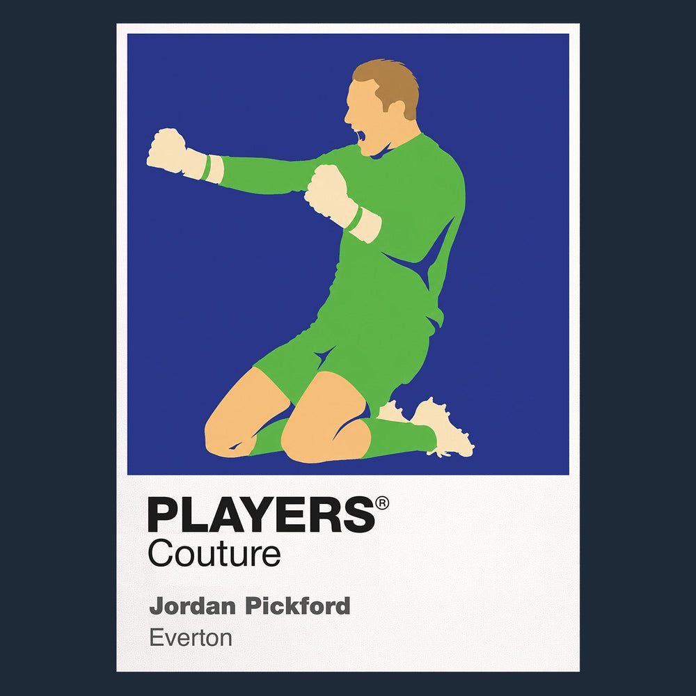 Jordan Pickford Everton Icon Frame Men's Hoodie — Navy Artwork