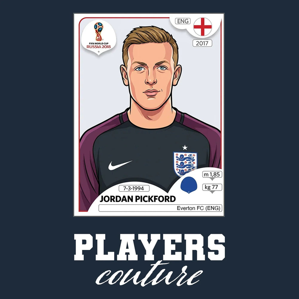 Jordan Pickford World Cup Sticker Kids Hoodie – jordan pickford navy Players Couture design