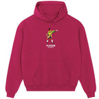 Jorge Campos hoodie – pink men's hoodie with black Jorge Campos letters and Players Couture logo on the chest