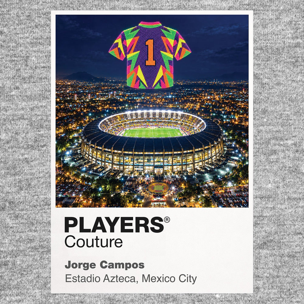 Jorge Campos Mexico goalkeeper Icons in Lights Frame artwork in grey