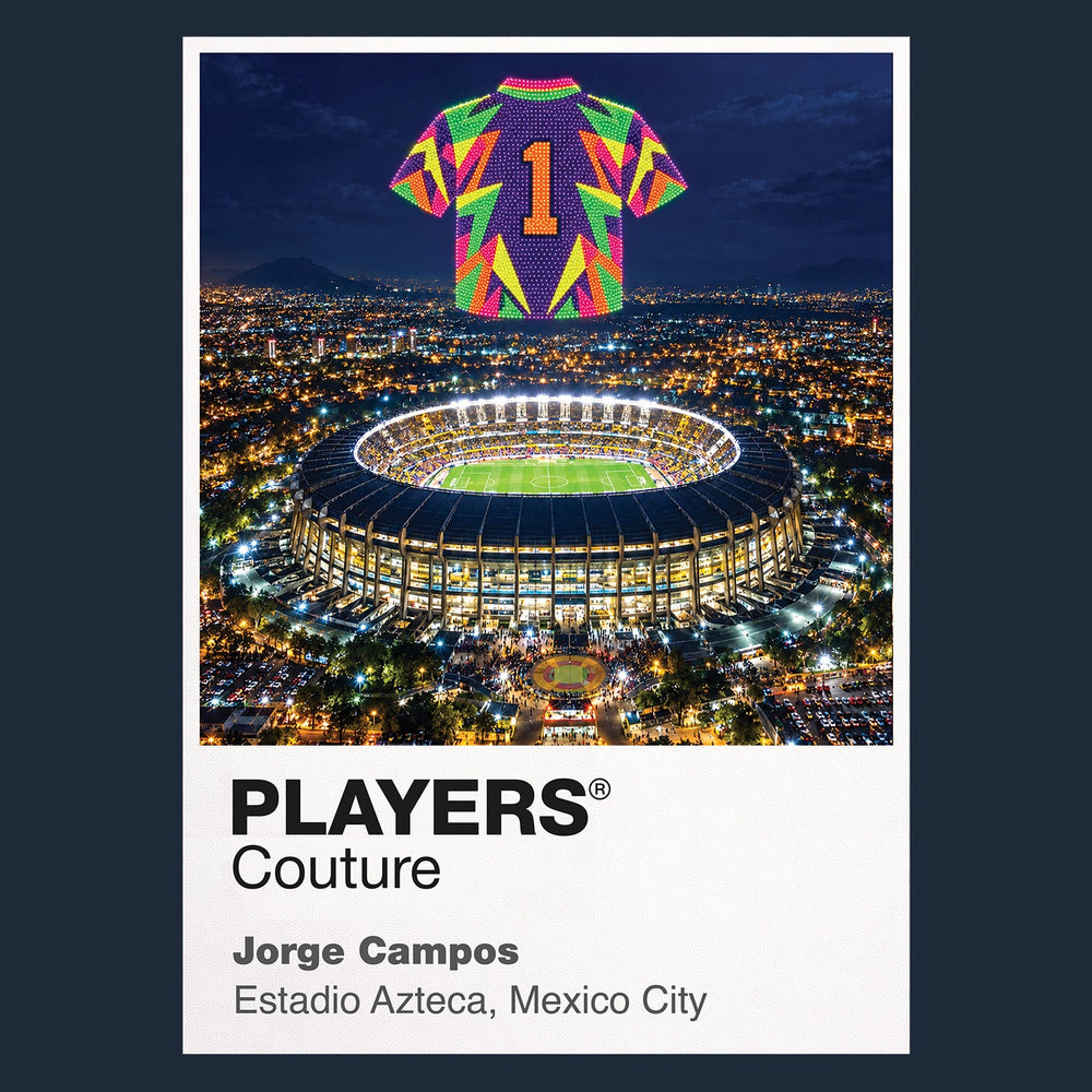 Jorge Campos Mexico goalkeeper Icons in Lights Frame artwork in navy