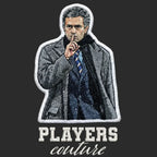 Jose Mourinho Badge Men's Hoodie – black close-up detail shot of the Jose Mourinho Players Couture logo design