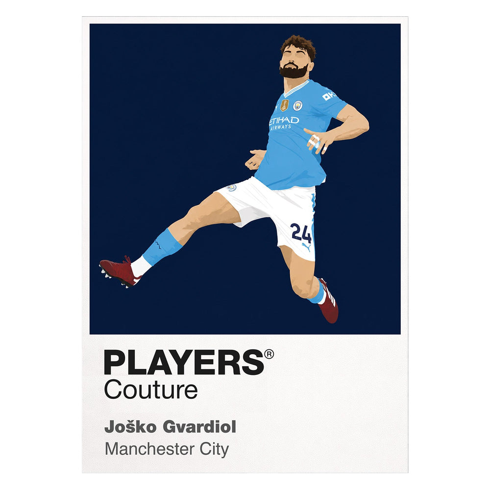 Joško Gvardiol Manchester City white Icon Frame artwork detail