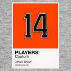 Johan Cruyff 14 Football Shirt Frame Men's Hoodie – grey close-up detail shot of the Johan Cruyff 14 Football Players