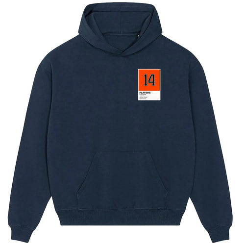 Johan Cruyff 14 Football hoodie – navy men's hoodie featuring the Johan Cruyff 14 Football Players Couture logo