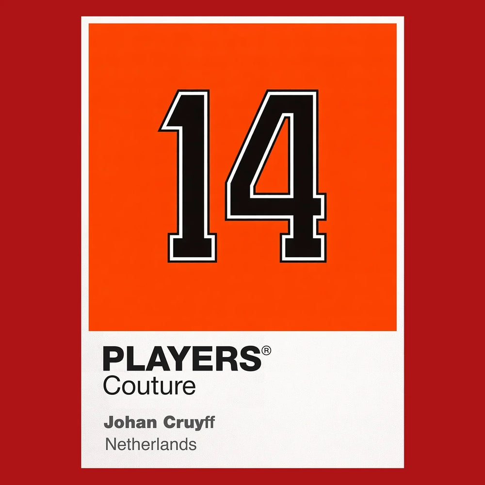 Johan Cruyff 14 Football Shirt Frame Men's Hoodie – red close-up detail shot of the Johan Cruyff 14 Football Players Couture