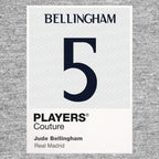 Jude Bellingham 5 Football Shirt Frame Men's Hoodie – grey close-up detail shot of the Jude Bellingham Players Couture logo
