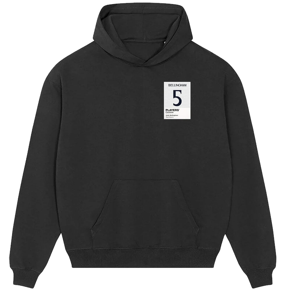 Jude Bellingham 5 Football hoodie – black men's hoodie featuring the Jude Bellingham 5 Football Players Couture logo