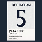 Jude Bellingham 5 Football Shirt Frame Men's Hoodie – navy close-up detail shot of the Jude Bellingham 5 Football Players