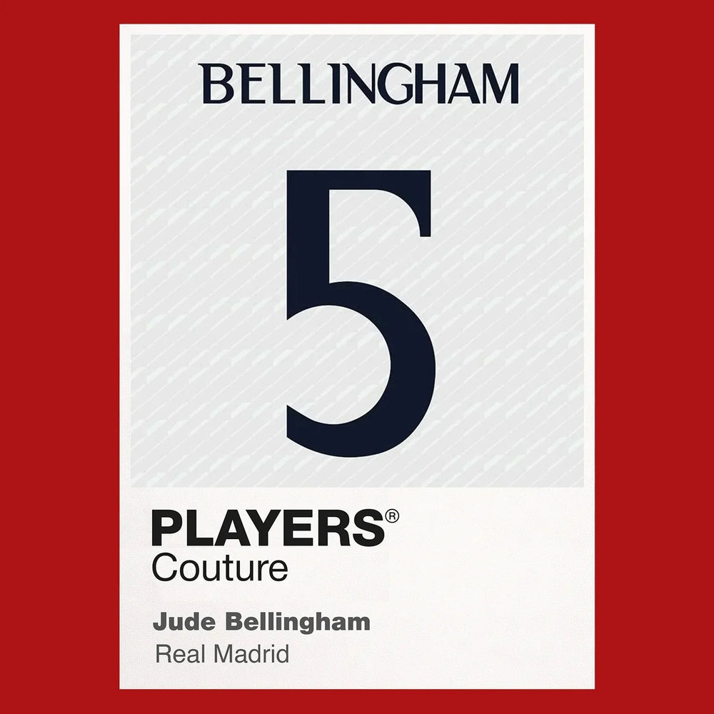 Jude Bellingham 5 Football Shirt Frame Men's Hoodie – red close-up detail shot of the Jude Bellingham 5 Football Players