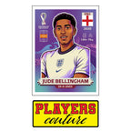 Jude Bellingham World Cup Sticker Men's T-Shirt – close-up detail shot of the Jude Bellingham World Cup Players Couture logo
