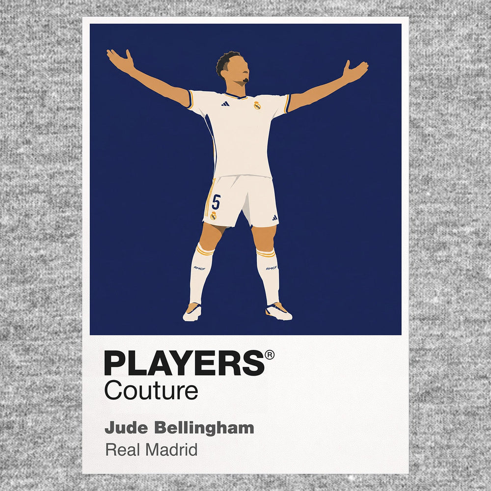 Jude Bellingham Real Madrid Icon Frame Kids T-Shirt — Gray Artwork