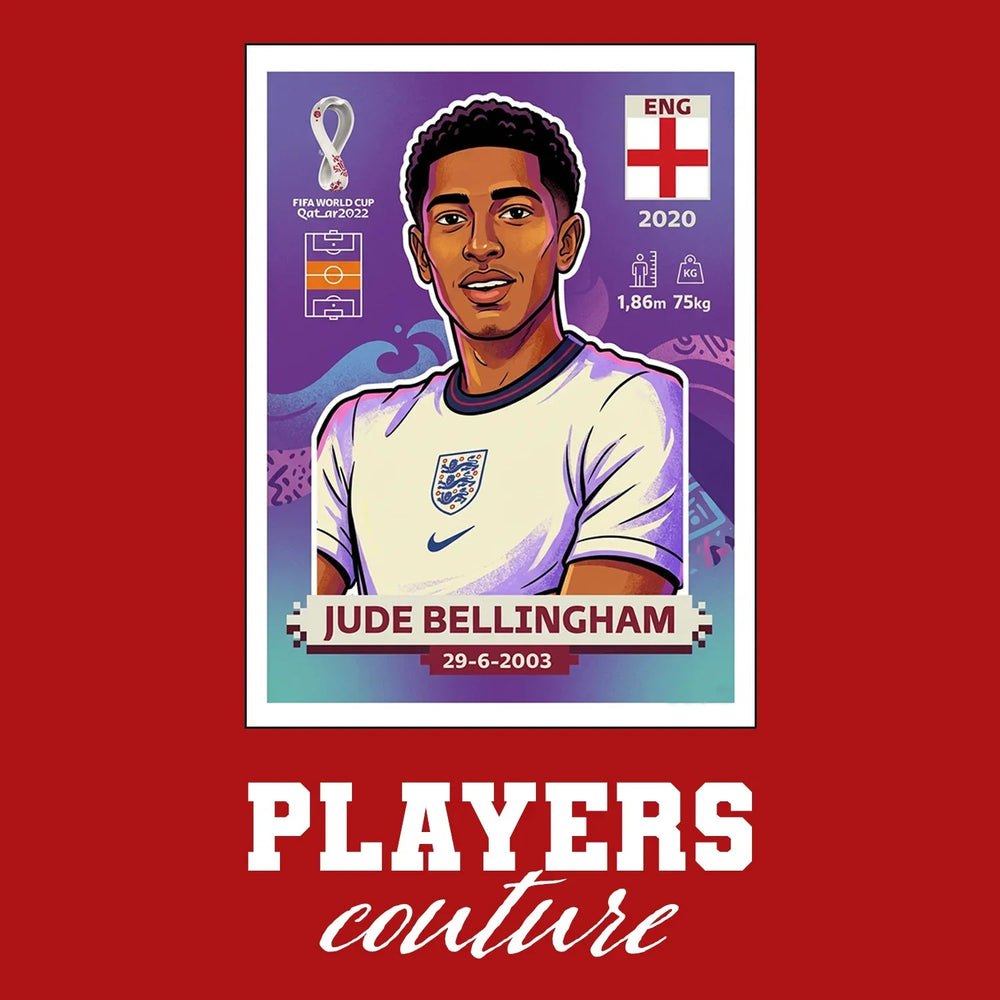 Jude Bellingham World Cup Sticker Kids T-Shirt – jude bellingham red Players Couture design