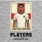 Jude Bellingham 2026 World Cup Sticker Men's T-Shirt – grey close-up detail shot of the Jude Bellingham 2026 World Cup