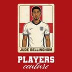 Jude Bellingham 2026 World Cup Sticker Men's T-Shirt – red close-up detail shot of the Jude Bellingham 2026 World Cup