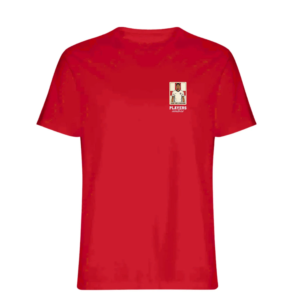 Jude Bellingham 2026 World Cup t-shirt – red men's t-shirt featuring the Jude Bellingham 2026 World Cup Players Couture logo