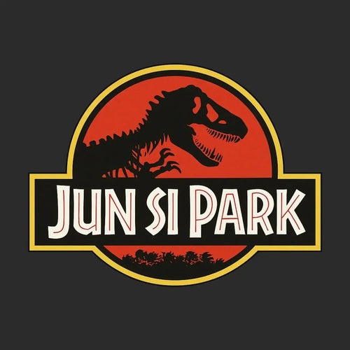 Jun Si Park Logo Men's T-Shirt – black close-up detail shot of the Jun Si Park Players Couture logo design